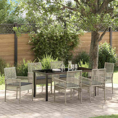 Set da Pranzo per Giardino 7 pcs Grigio chiaro polyrattan