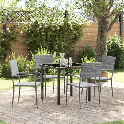 Set da Pranzo per Giardino con cuscino 5 pcs Grigio polyrattan