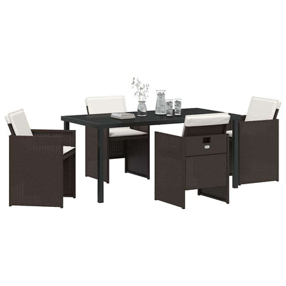 Set da Pranzo per Giardino con cuscino 5 pcs Marrone polyrattan