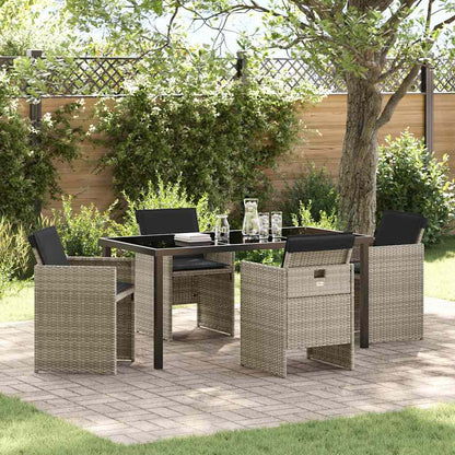 Set da Pranzo per Giardino 5 pcs Grigio chiaro polyrattan