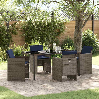 Set da Pranzo per Giardino con cuscino 5 pcs Grigio polyrattan