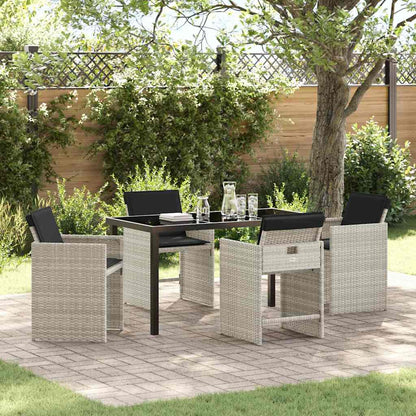 Set da Pranzo per Giardino 5 pcs Grigio chiaro polyrattan