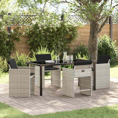 Set da Pranzo per Giardino 5 pcs Grigio chiaro polyrattan