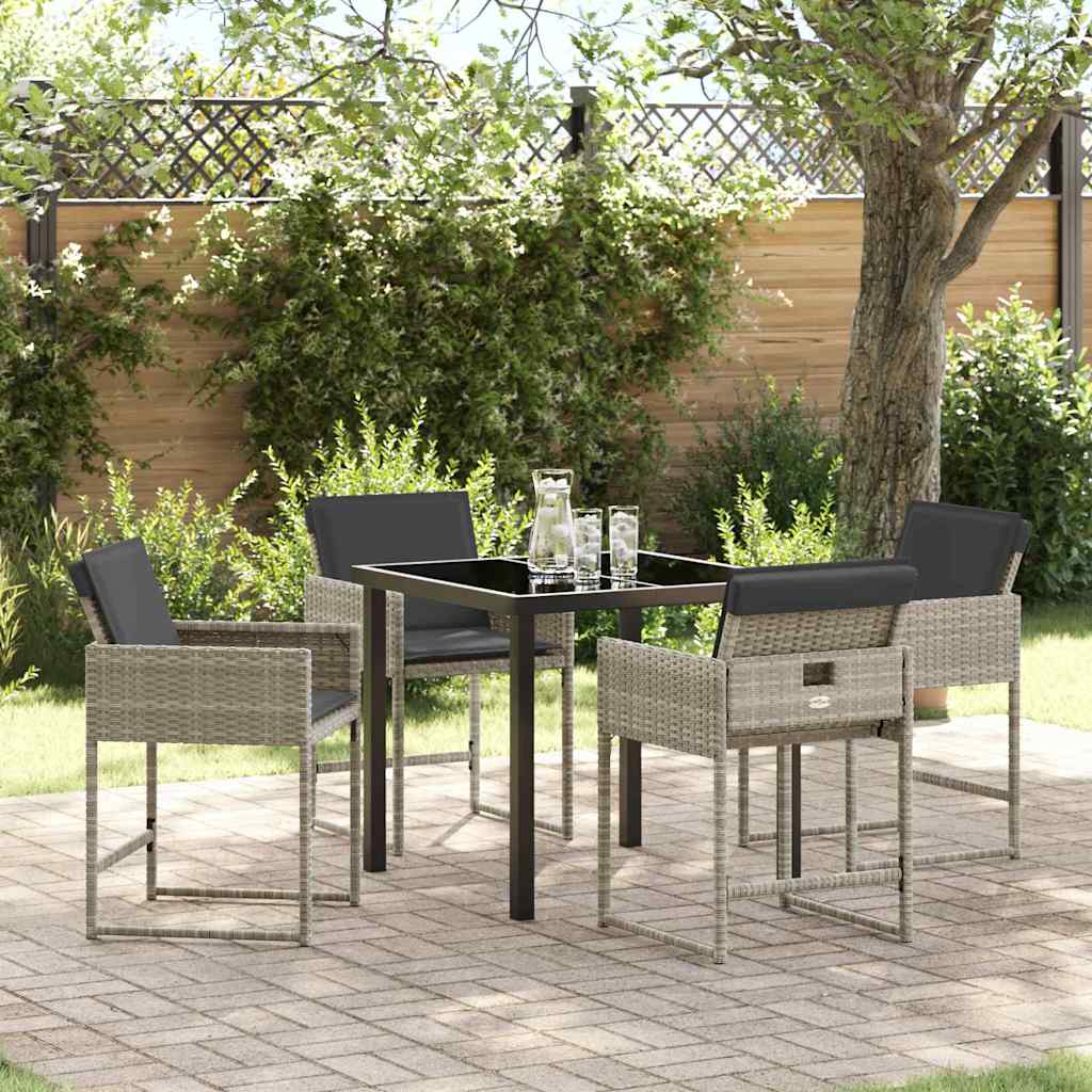Set da Pranzo per Giardino 5 pcs Grigio chiaro polyrattan