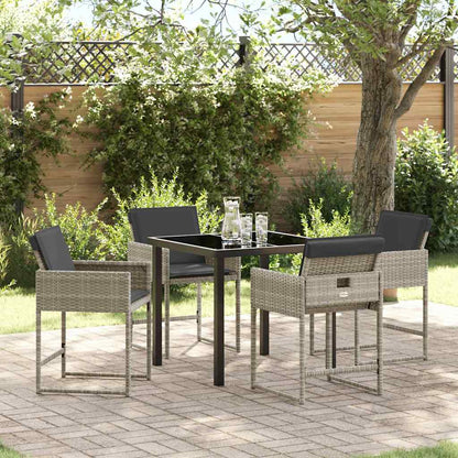 Set da Pranzo per Giardino 5 pcs Grigio chiaro polyrattan