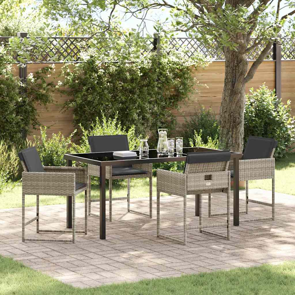 Set da Pranzo per Giardino 5 pcs Grigio chiaro polyrattan