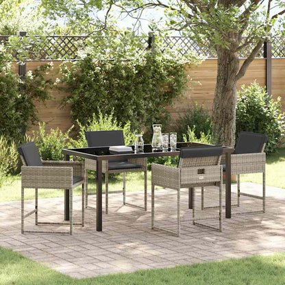 Set da Pranzo per Giardino 5 pcs Grigio chiaro polyrattan