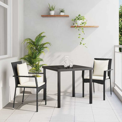 Set da Pranzo per Giardino con cuscino 3 pcs Nero polyrattan
