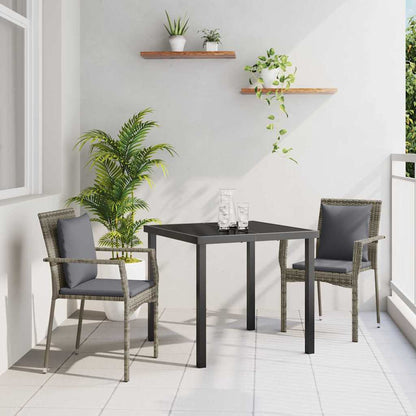 Set da Pranzo per Giardino con cuscino 3 pcs Grigio polyrattan