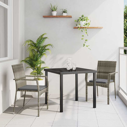 Set da Pranzo per Giardino con cuscino 3 pcs Grigio polyrattan