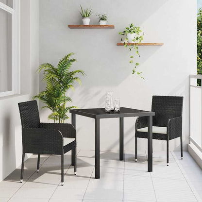 Set da Pranzo per Giardino con cuscino 3 pcs Nero polyrattan