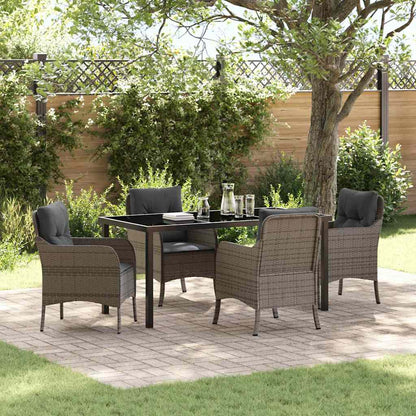 Set da Pranzo per Giardino con cuscino 5 pcs Grigio polyrattan