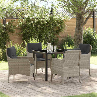 Set da Pranzo per Giardino 5 pcs Grigio chiaro polyrattan