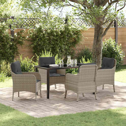 Set da Pranzo per Giardino 5 pcs Grigio chiaro polyrattan