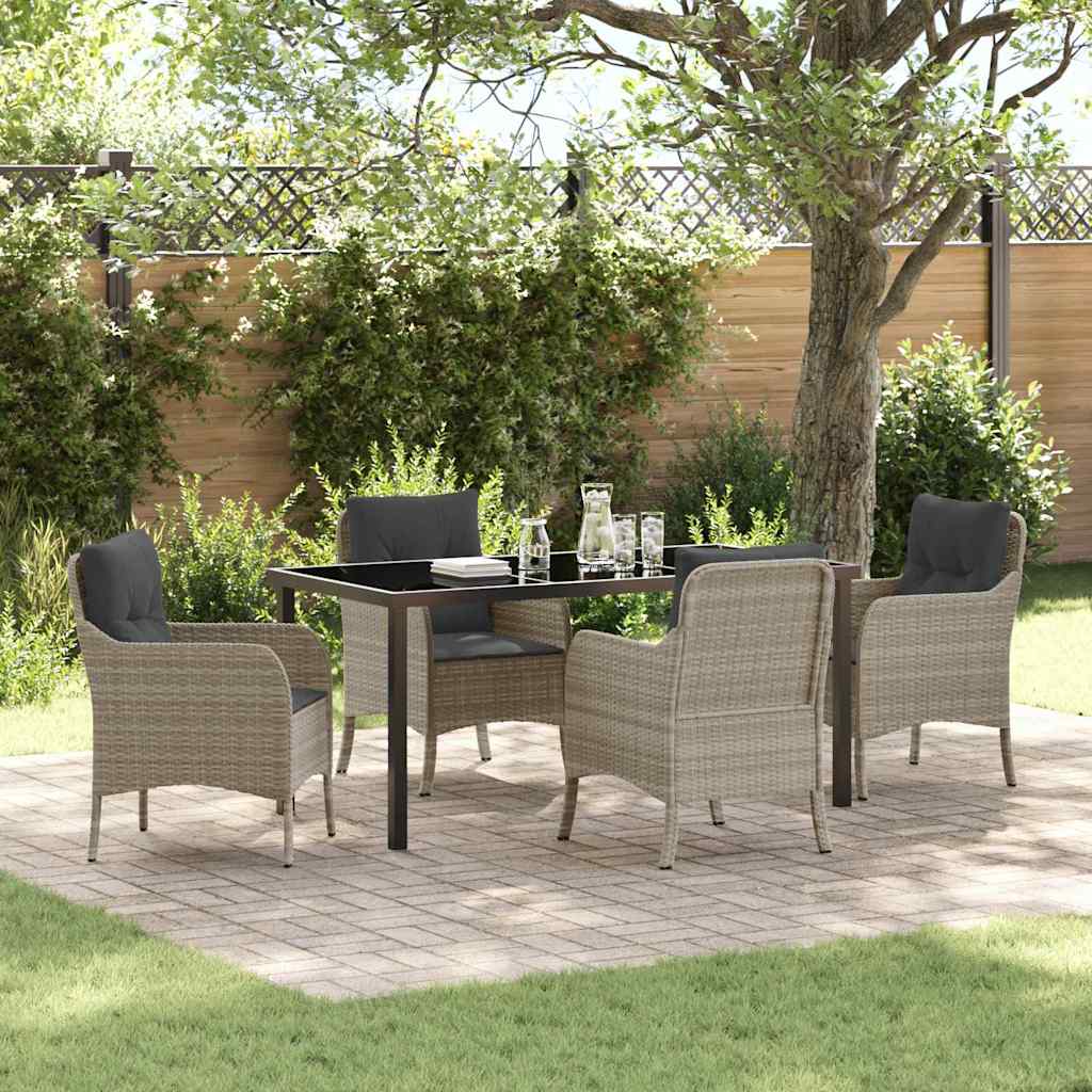 Set da Pranzo per Giardino 5 pcs Grigio chiaro polyrattan