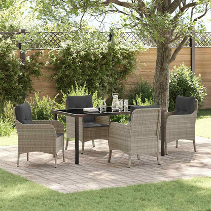 Set da Pranzo per Giardino 5 pcs Grigio chiaro polyrattan