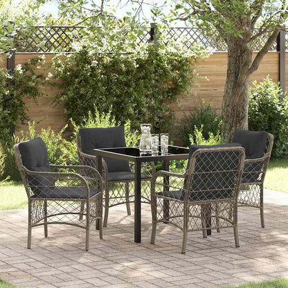 Set da Pranzo per Giardino con cuscino 5 pcs Grigio polyrattan