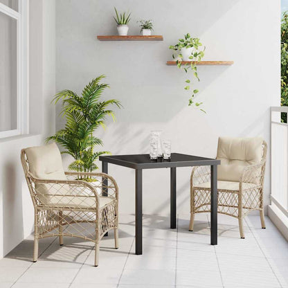 Set da Pranzo per Giardino con cuscino 3 pcs Beige polyrattan