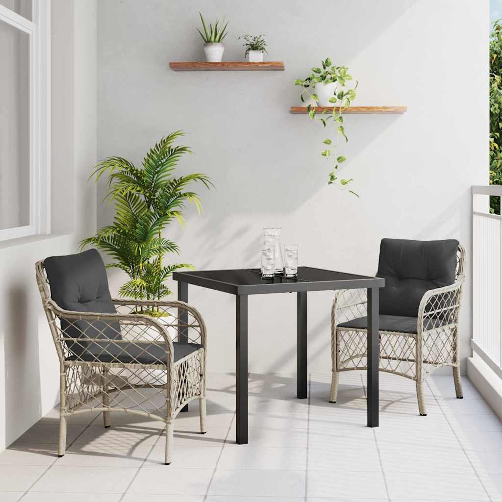 Set da Pranzo per Giardino 3 pcs Grigio chiaro polyrattan