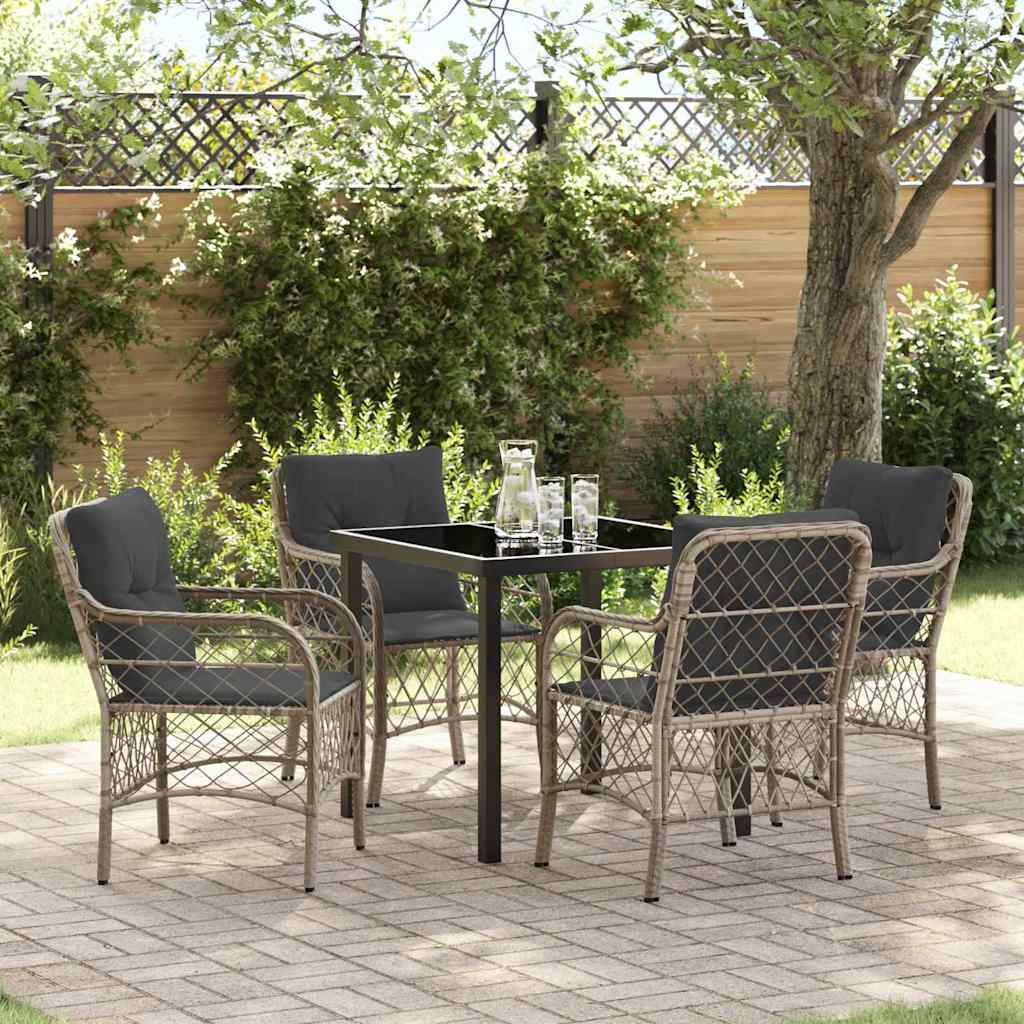 Set da Pranzo per Giardino 5 pcs Grigio chiaro polyrattan