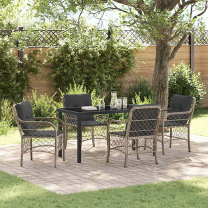 Set da Pranzo per Giardino 5 pcs Grigio chiaro polyrattan