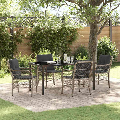 Set da Pranzo per Giardino 5 pcs Grigio chiaro polyrattan