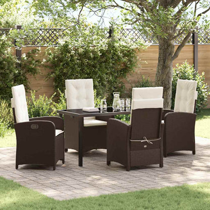Set da Pranzo per Giardino con cuscino 5 pcs Marrone polyrattan