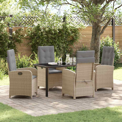 Set da Pranzo per Giardino con cuscino 5 pcs Beige polyrattan