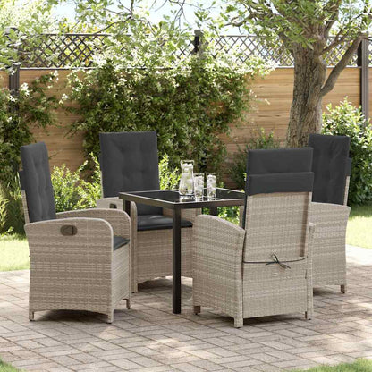 Set da Pranzo per Giardino 5 pcs Grigio chiaro polyrattan