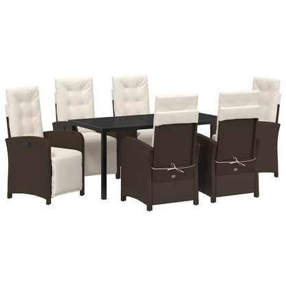 Set da Pranzo per Giardino con cuscino 7 pcs Marrone polyrattan