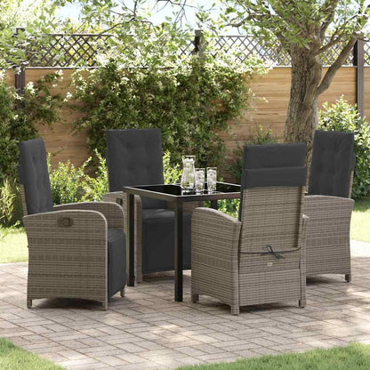 Set da Pranzo per Giardino con cuscino 5 pcs Grigio polyrattan