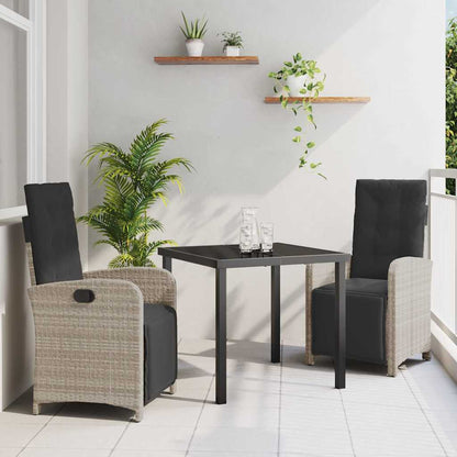 Set da Pranzo per Giardino 3 pcs Grigio chiaro polyrattan