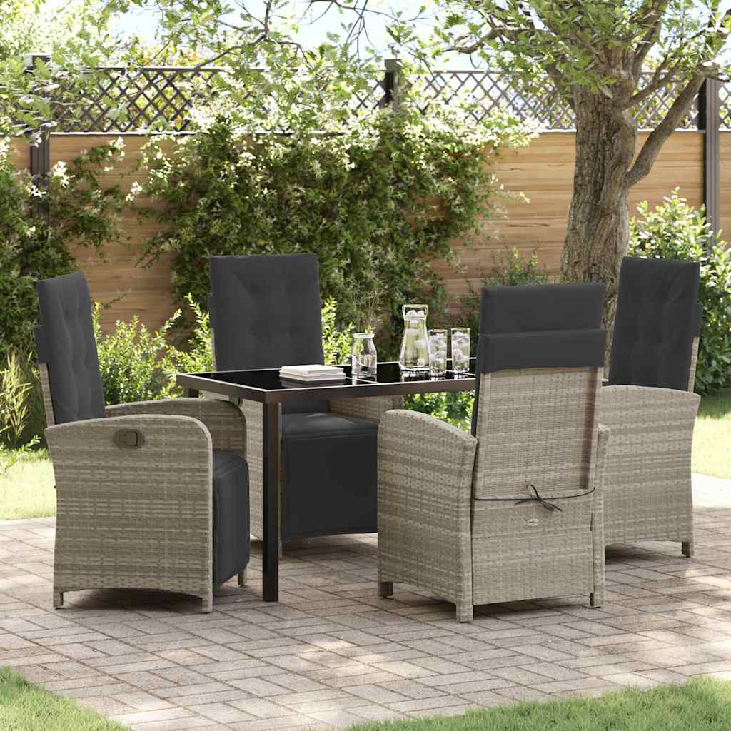 Set da Pranzo per Giardino 5 pcs Grigio chiaro polyrattan