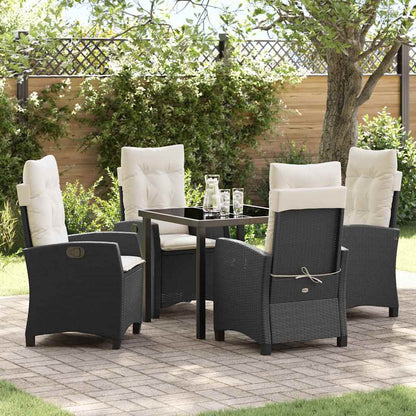 Set da Pranzo per Giardino con cuscino 5 pcs Nero polyrattan