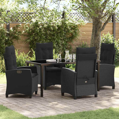 Set da Pranzo per Giardino con cuscino 5 pcs Nero polyrattan