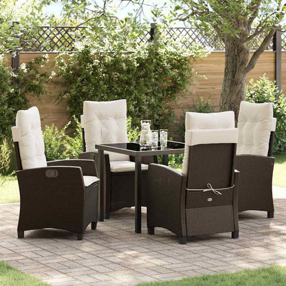 Set da Pranzo per Giardino con cuscino 5 pcs Marrone polyrattan