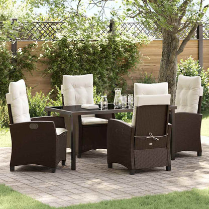 Set da Pranzo per Giardino con cuscino 5 pcs Marrone polyrattan