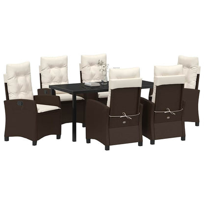 Set da Pranzo per Giardino con cuscino 7 pcs Marrone polyrattan