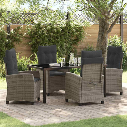 Set da Pranzo per Giardino con cuscino 5 pcs Grigio polyrattan