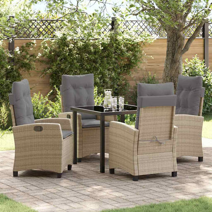 Set da Pranzo per Giardino con cuscino 5 pcs Beige polyrattan