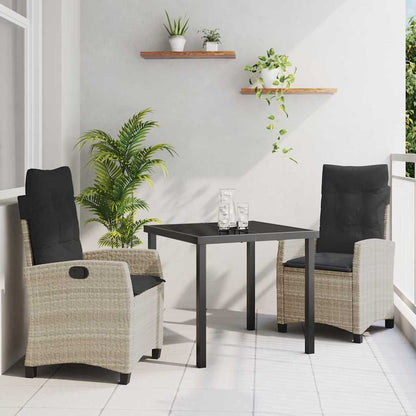 Set da Pranzo per Giardino 3 pcs Grigio chiaro polyrattan