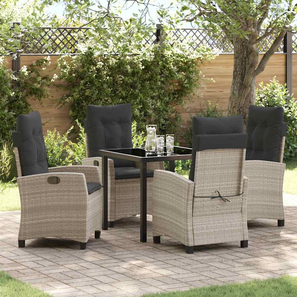 Set da Pranzo per Giardino 5 pcs Grigio chiaro polyrattan