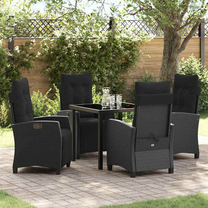 Set da Pranzo per Giardino con cuscino 5 pcs Nero polyrattan