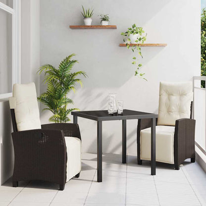 Set da Pranzo per Giardino con cuscino 3 pcs Marrone polyrattan