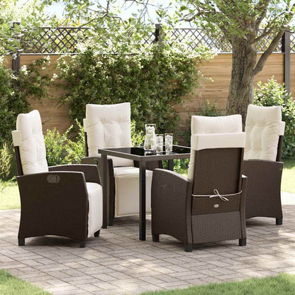 Set da Pranzo per Giardino con cuscino 5 pcs Marrone polyrattan