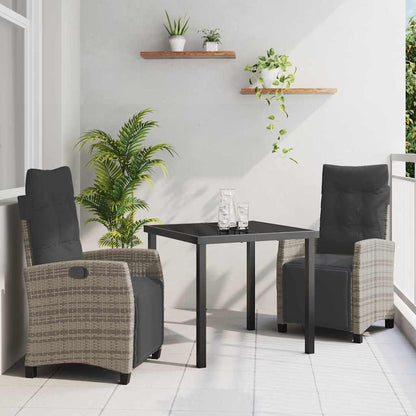 Set da Pranzo per Giardino con cuscino 3 pcs Grigio polyrattan