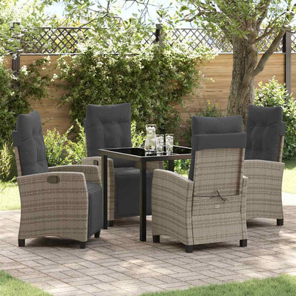 Set da Pranzo per Giardino con cuscino 5 pcs Grigio polyrattan