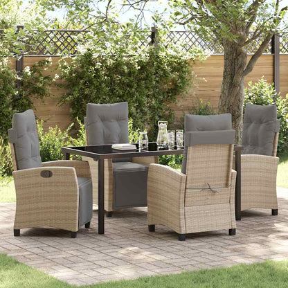 Set da Pranzo per Giardino con cuscino 5 pcs Beige polyrattan