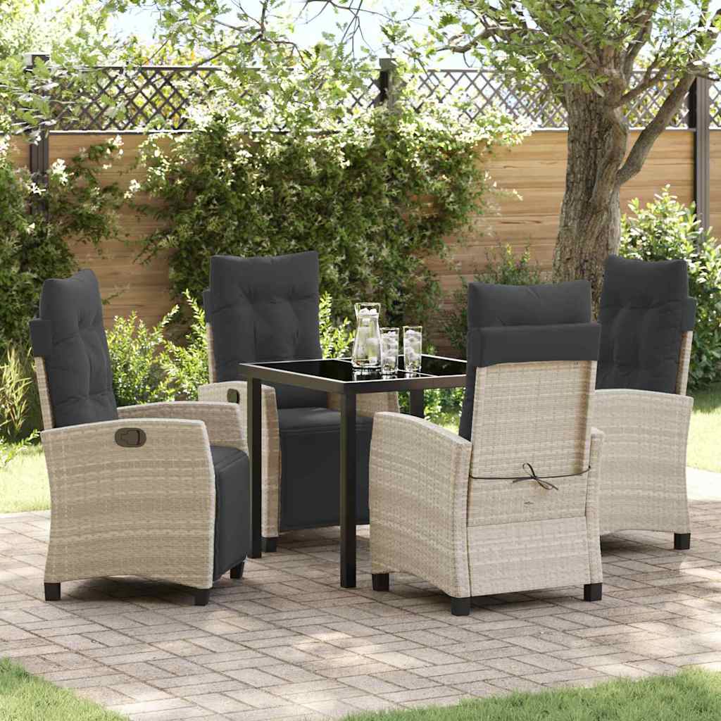 Set da Pranzo per Giardino 5 pcs Grigio chiaro polyrattan
