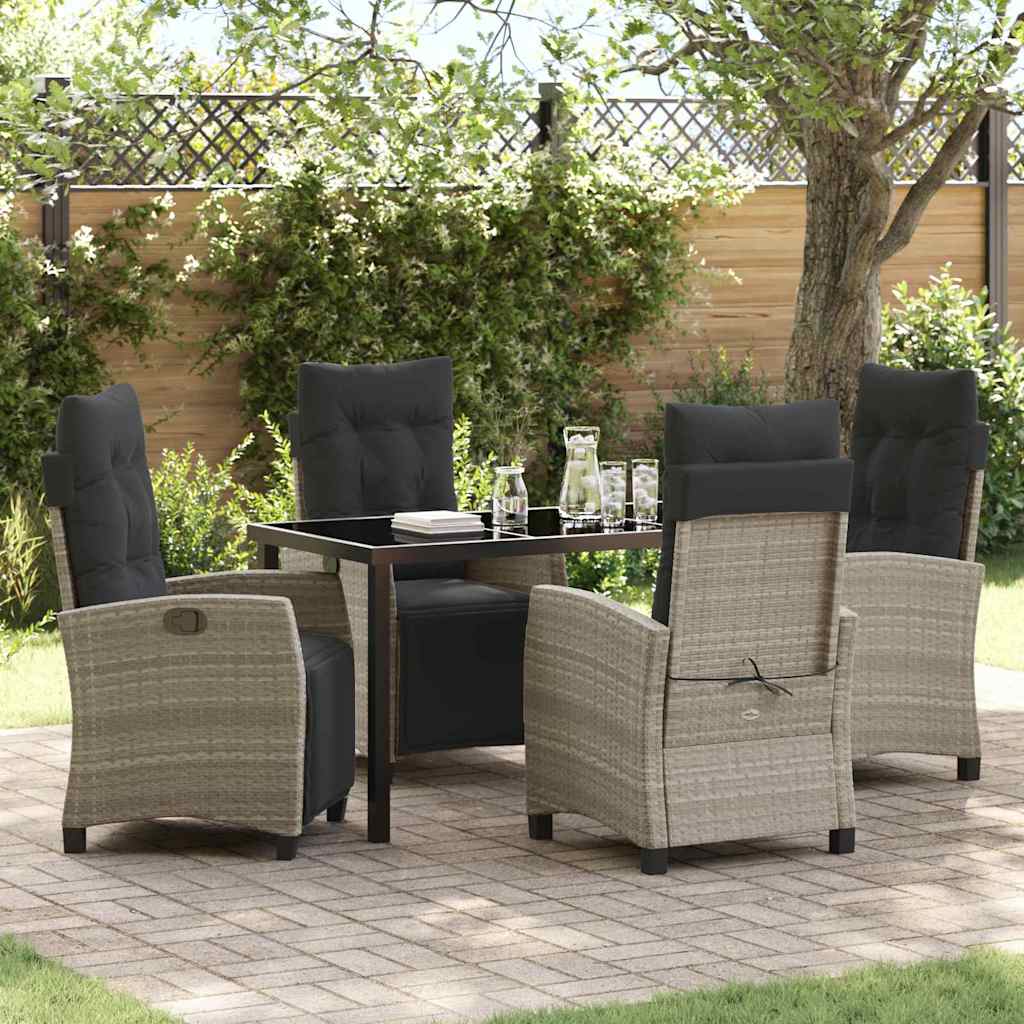 Set da Pranzo per Giardino 5 pcs Grigio chiaro polyrattan